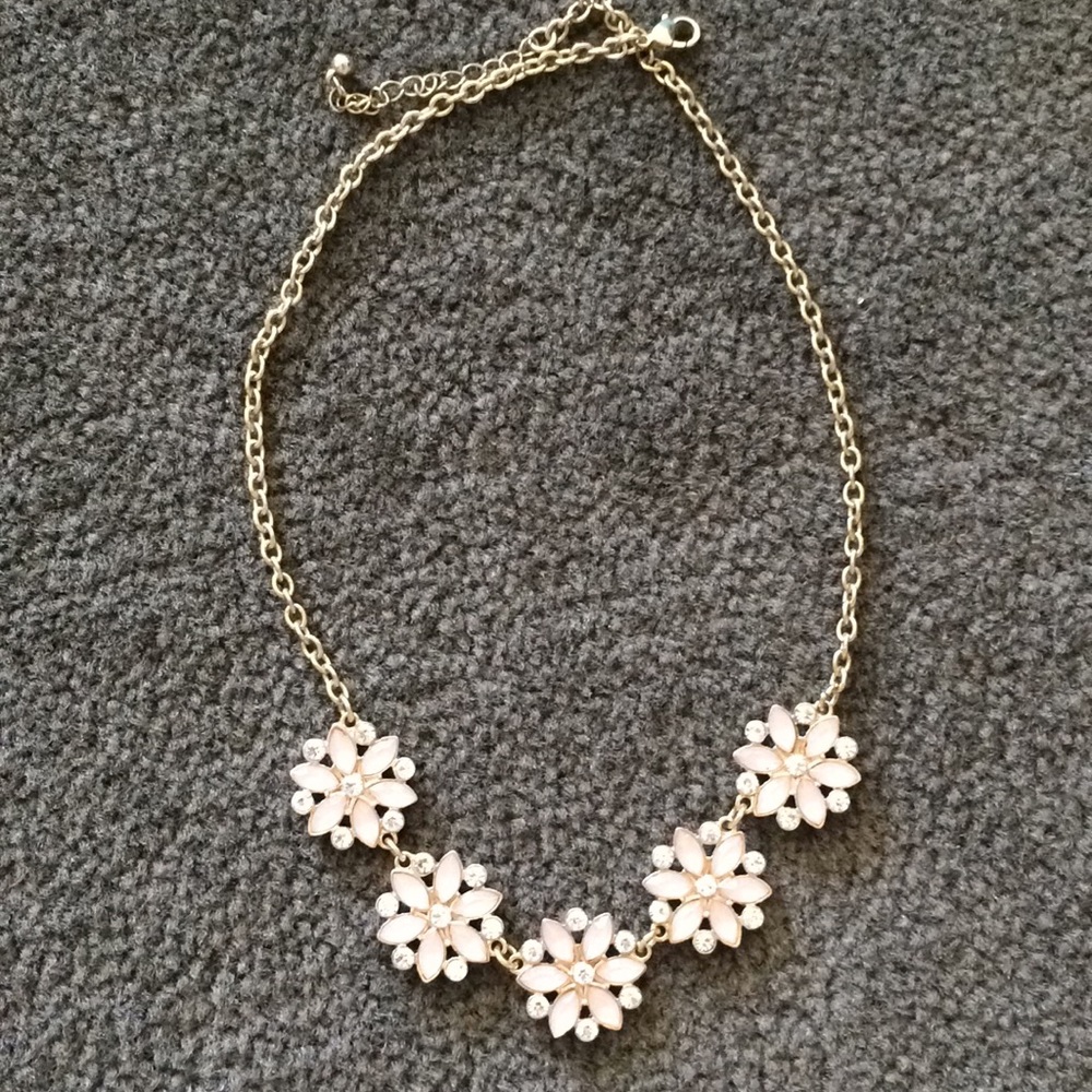 Pink and gold flower necklace